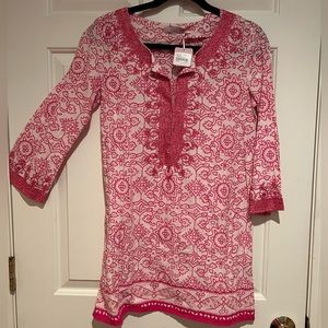 NWT Calypso Tunic Pink and White-Size XS